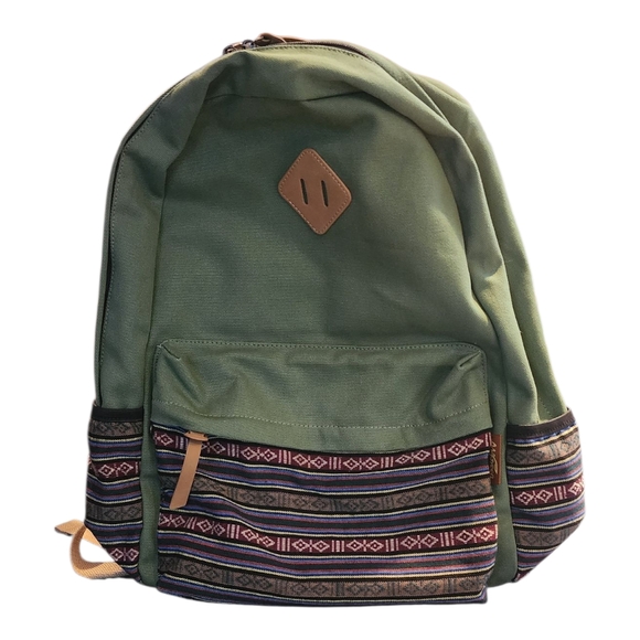 Green Patterned Men's Backpack - Picture 1 of 5